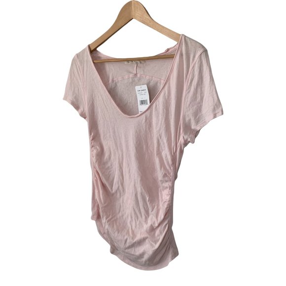 Free People Women Pink Rouch Sides T-Shirt Large - Picture 6 of 7
